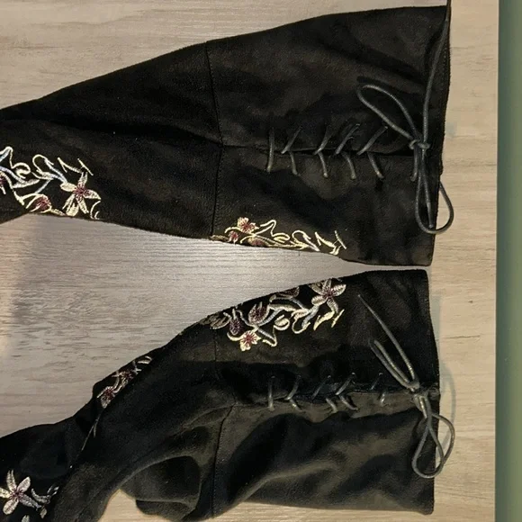 Black Suede Lace Up Back -QUPID Stretchy Over The Knee Boots Size 9M - Picture 5 of 9